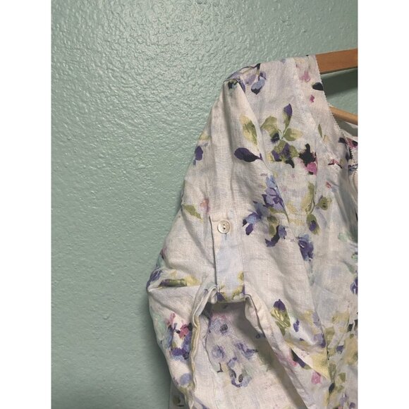 J Jill Women's Floral 100% Linen Midi Dress Size Large Missy - Picture 8 of 9